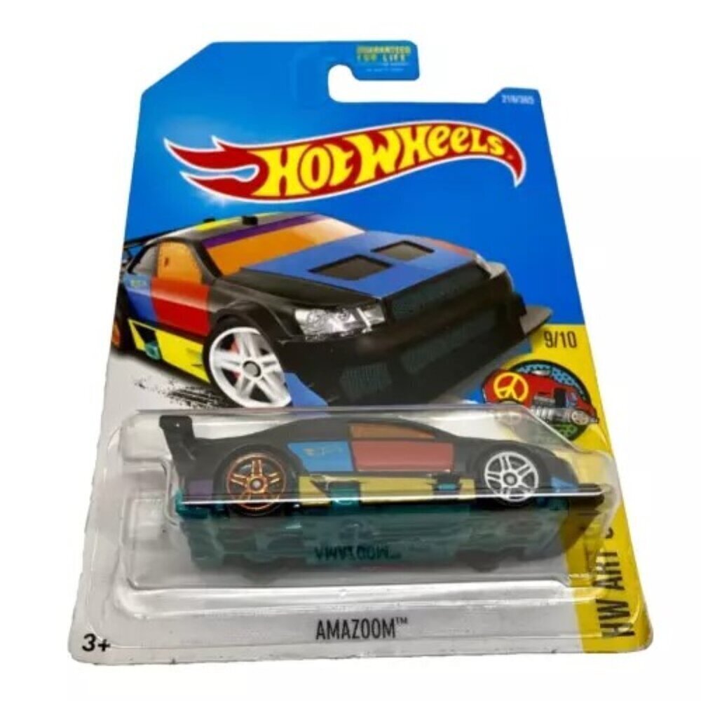 Hot Wheels Amazoom 218/365 HW Art Cars 9/10 Black Multi Color Graphics‎ 1:64 NIP